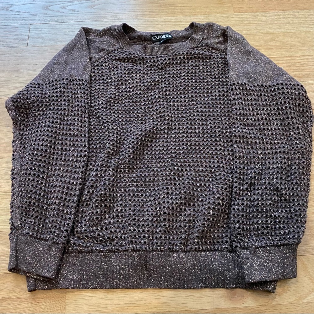 Express Womens Small brown with gold threads sweater